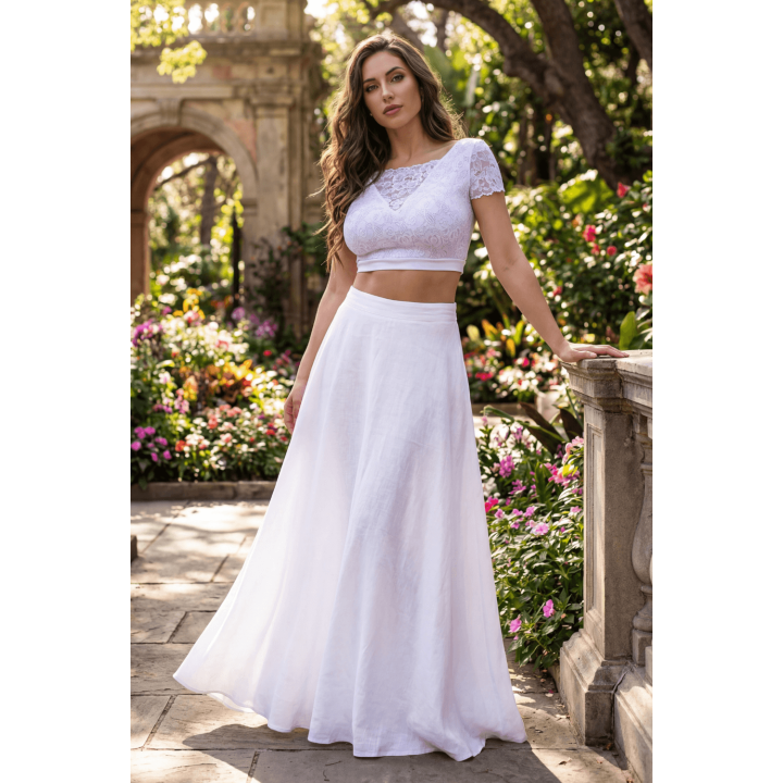 Top sexy court blanc bi matière réversible