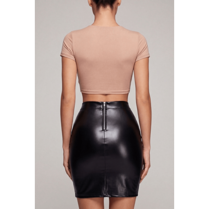 Jupe sexy longue noire wetlook Inaya