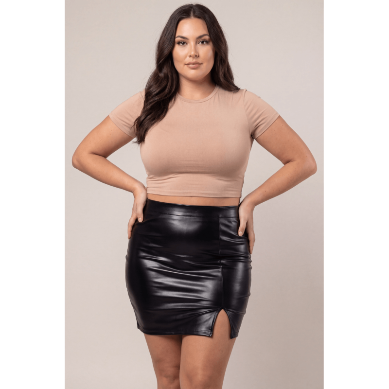 Jupe sexy longue noire wetlook Inaya