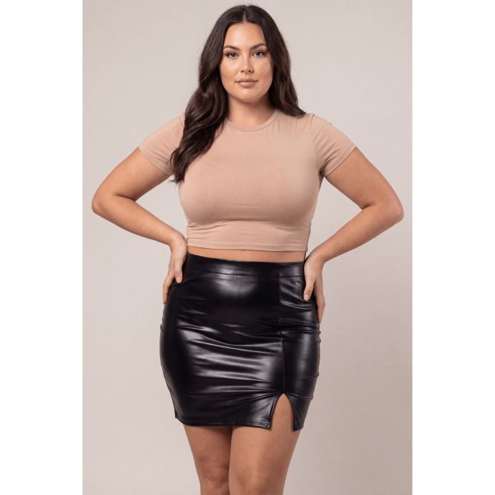 Jupe sexy longue noire wetlook Inaya