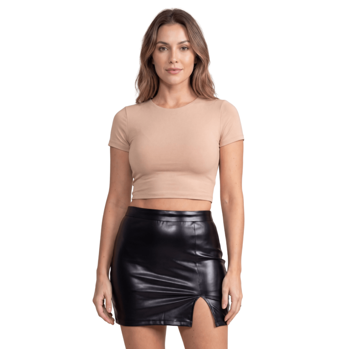 Jupe sexy courte noire wetlook Alessia