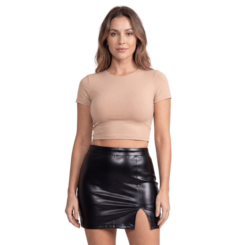 Jupe sexy courte noire wetlook Alessia