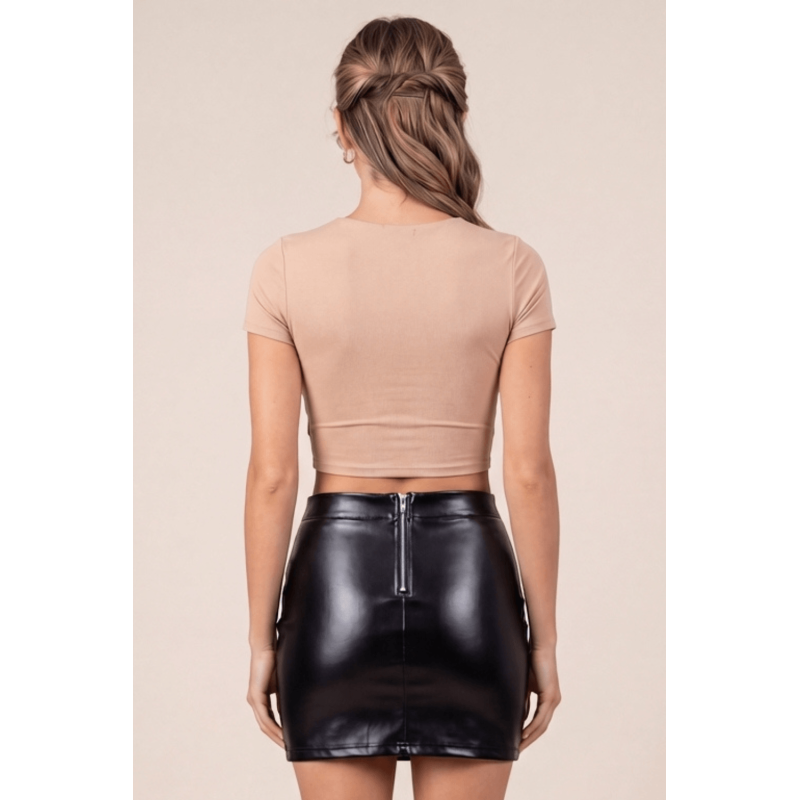 Jupe sexy courte noire wetlook Alessia