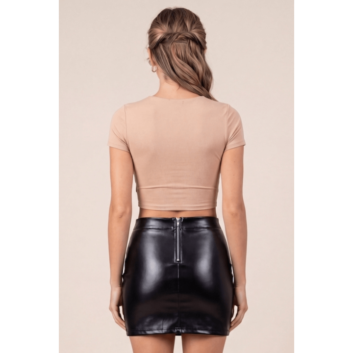 Jupe sexy courte noire wetlook Alessia