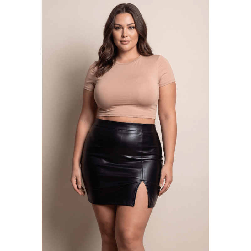 Jupe sexy courte noire wetlook Alessia