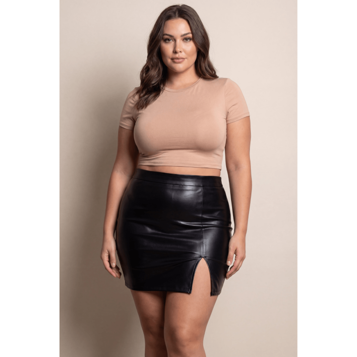 Jupe sexy courte noire wetlook Alessia