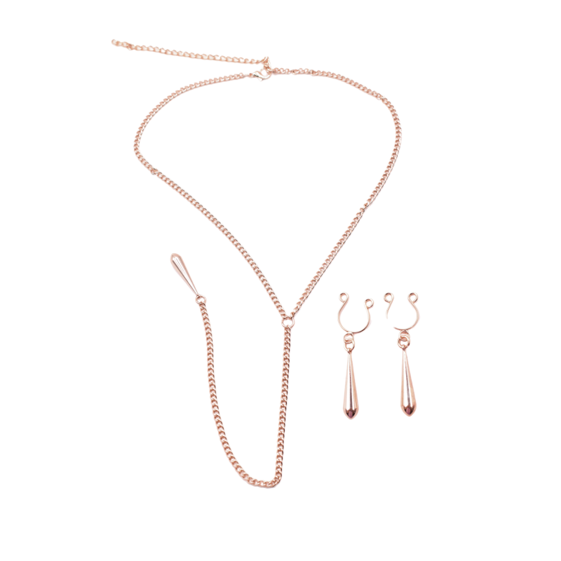 bijoux de corps, pinces de seins goutte et tour de cou chainette