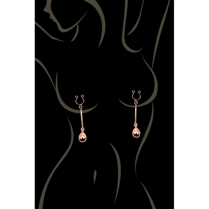 Bijou pince téton, forme perle doré rose