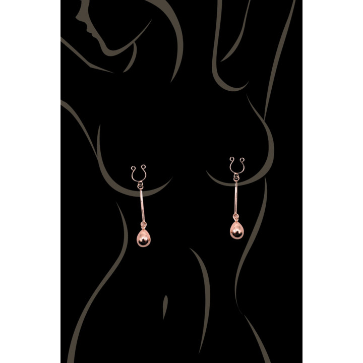 Bijou pince téton, forme perle doré rose