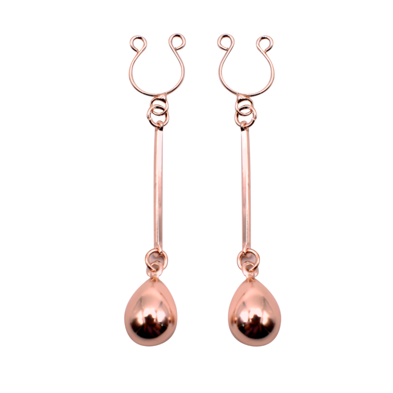 Bijou pince téton, forme perle doré rose