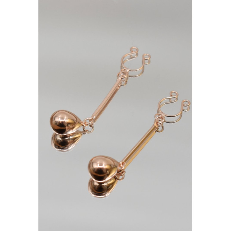 Bijou pince téton, forme perle doré rose