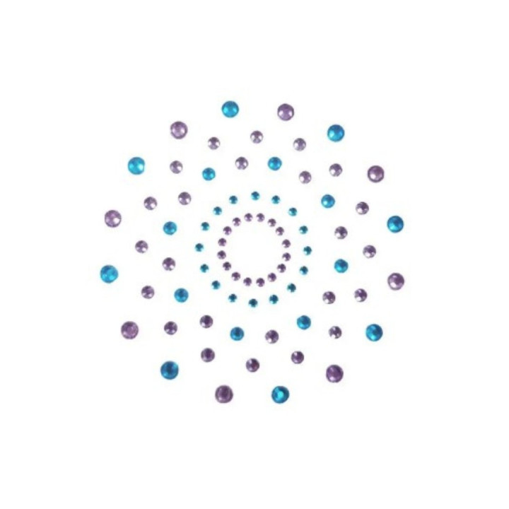 Paire de cache tétons adhésifs strass bleu et violet