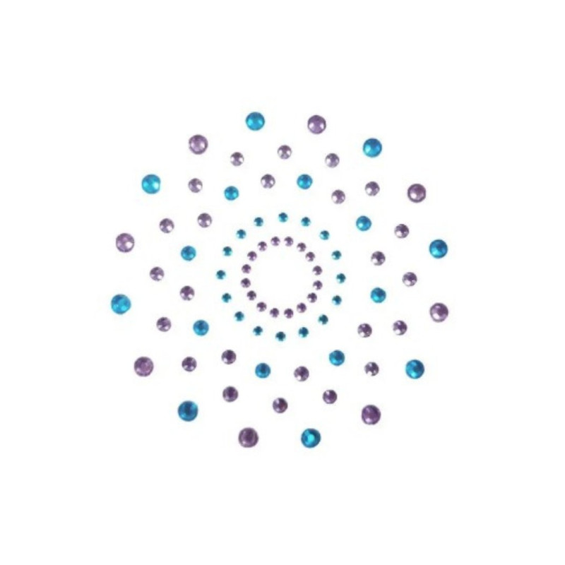 Paire de cache tétons adhésifs strass bleu et violet