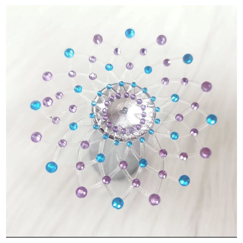Paire de cache tétons adhésifs strass bleu et violet
