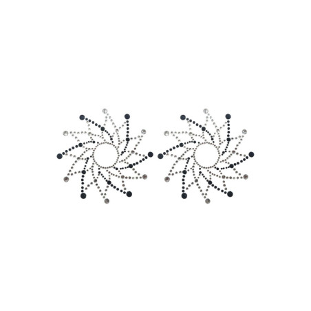 Paire de cache tétons adhésifs strass noir et blanc