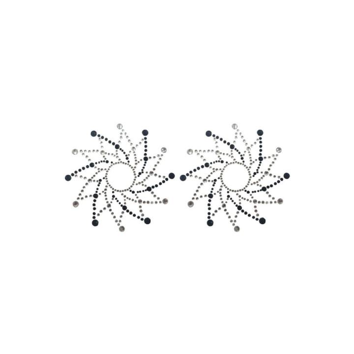 Paire de cache tétons adhésifs strass noir et blanc