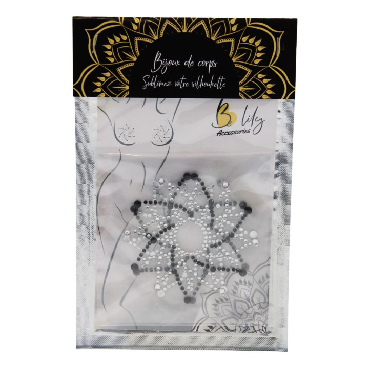 Paire de cache tétons adhésifs strass noir et blanc