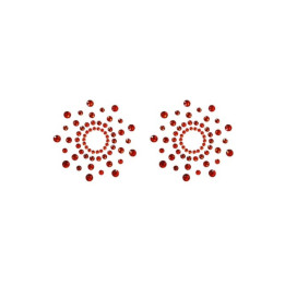 Paire de cache tétons adhésifs strass rouge