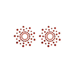 Paire de cache tétons adhésifs strass rouge