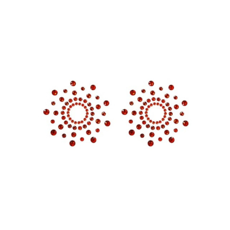 Paire de cache tétons adhésifs strass rouge