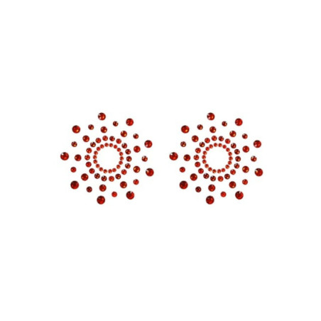 Paire de cache tétons adhésifs strass rouge