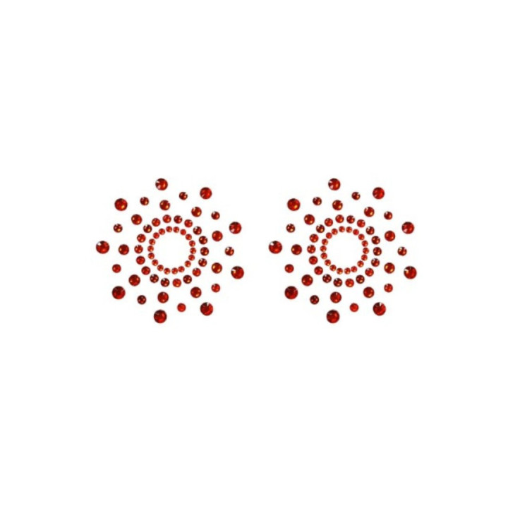 Paire de cache tétons adhésifs strass rouge