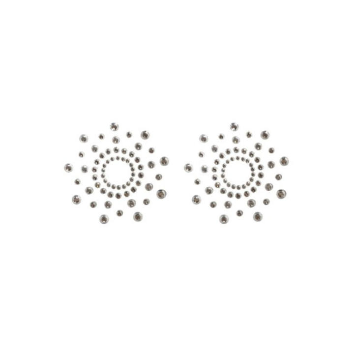 Paire de cache tétons adhésifs strass blanc