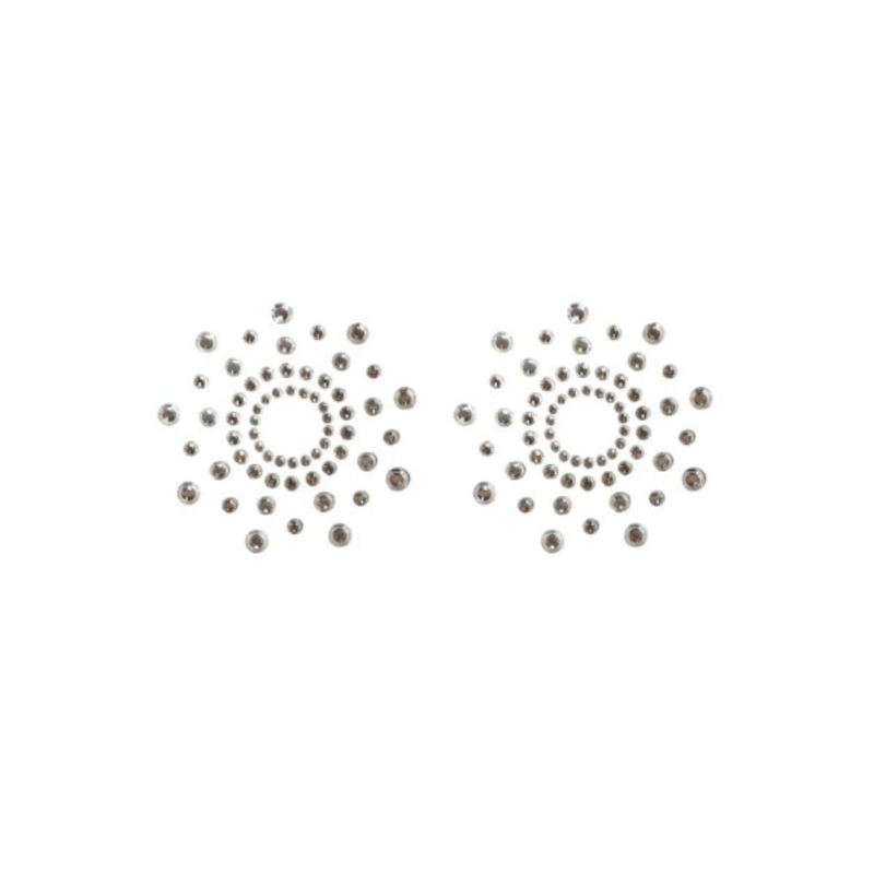Paire de cache tétons adhésifs strass blanc