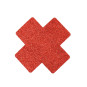 Paire de cache tétons adhésifs croix pailletée rouge