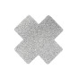 Paire de cache tétons adhésifs croix pailletée blanc