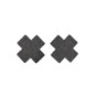 Paire de cache tétons adhésifs croix pailletée noir