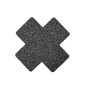 Paire de cache tétons adhésifs croix pailletée noir
