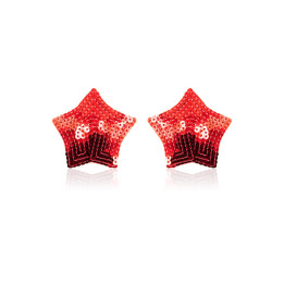 Paire de cache tétons adhésifs étoile pailletée sequin rouge