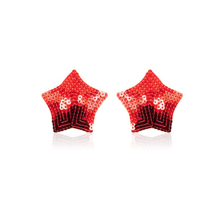Paire de cache tétons adhésifs étoile pailletée sequin rouge