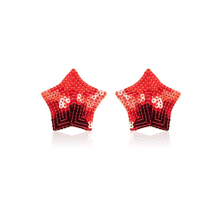 Paire de cache tétons adhésifs étoile pailletée sequin rouge