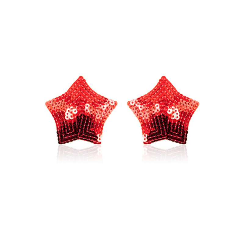 Paire de cache tétons adhésifs étoile pailletée sequin rouge