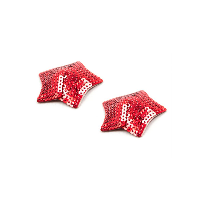 Paire de cache tétons adhésifs étoile pailletée sequin rouge