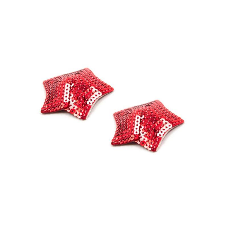 Paire de cache tétons adhésifs étoile pailletée sequin rouge