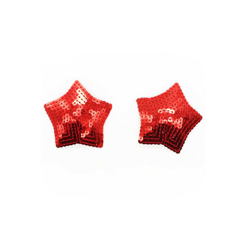 Paire de cache tétons adhésifs étoile pailletée sequin rouge