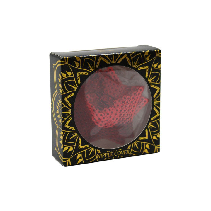 Paire de cache tétons adhésifs étoile pailletée sequin rouge