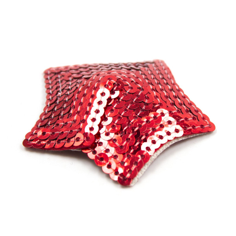 Paire de cache tétons adhésifs étoile pailletée sequin rouge