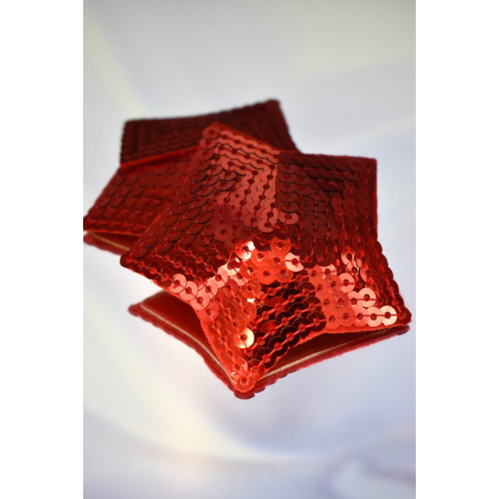 Paire de cache tétons adhésifs étoile pailletée sequin rouge