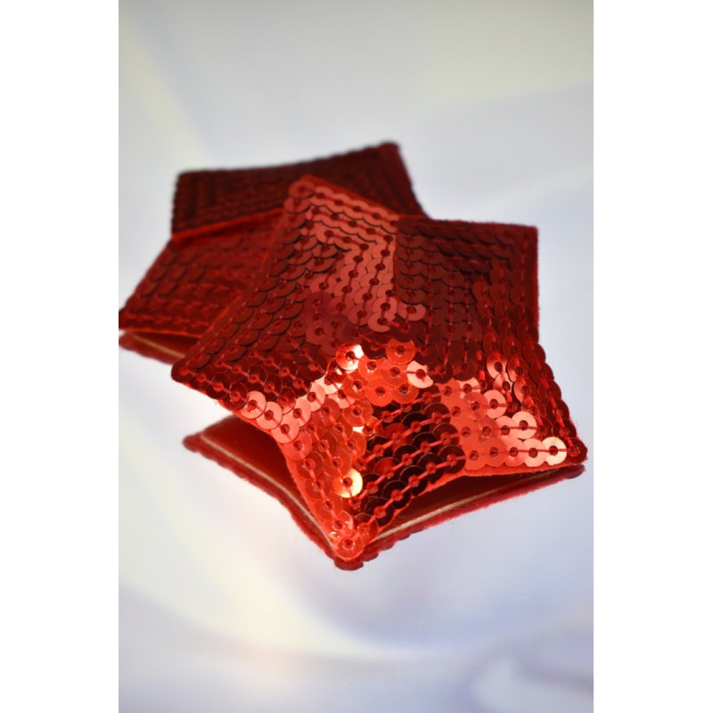 Paire de cache tétons adhésifs étoile pailletée sequin rouge