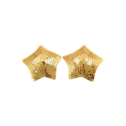 Paire de cache tétons adhésifs étoile pailletée sequin doré