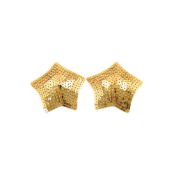 Paire de cache tétons adhésifs étoile pailletée sequin doré
