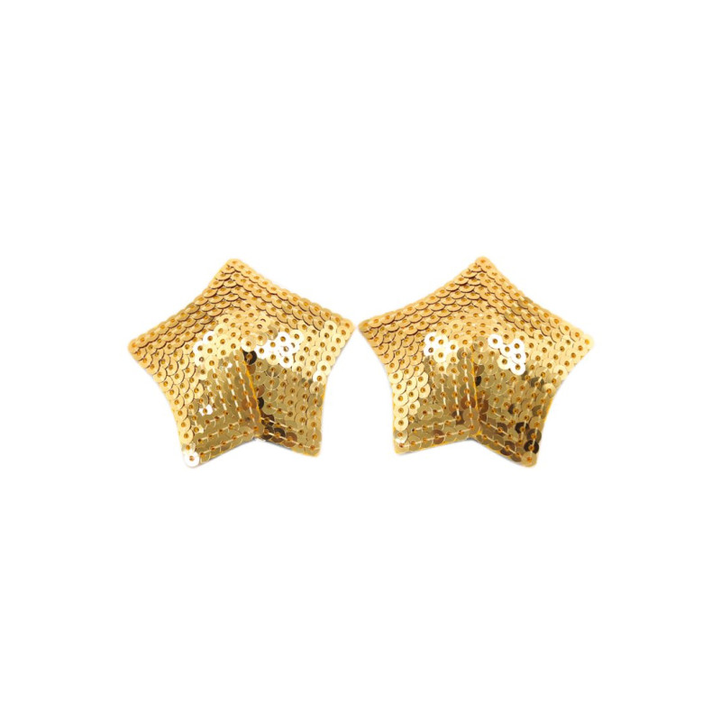 Paire de cache tétons adhésifs étoile pailletée sequin doré