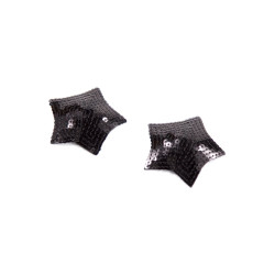 Paire de cache tétons adhésifs étoile pailletée sequin noir