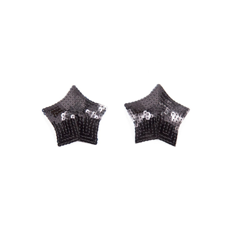 Paire de cache tétons adhésifs étoile pailletée sequin noir