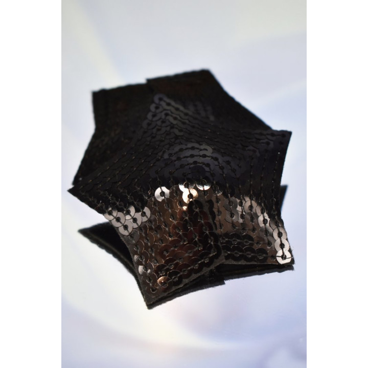 Paire de cache tétons adhésifs étoile pailletée sequin noir