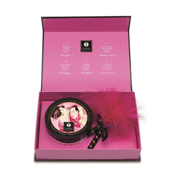 Mini Coffret poudre corporelle framboise et plumeau assorti